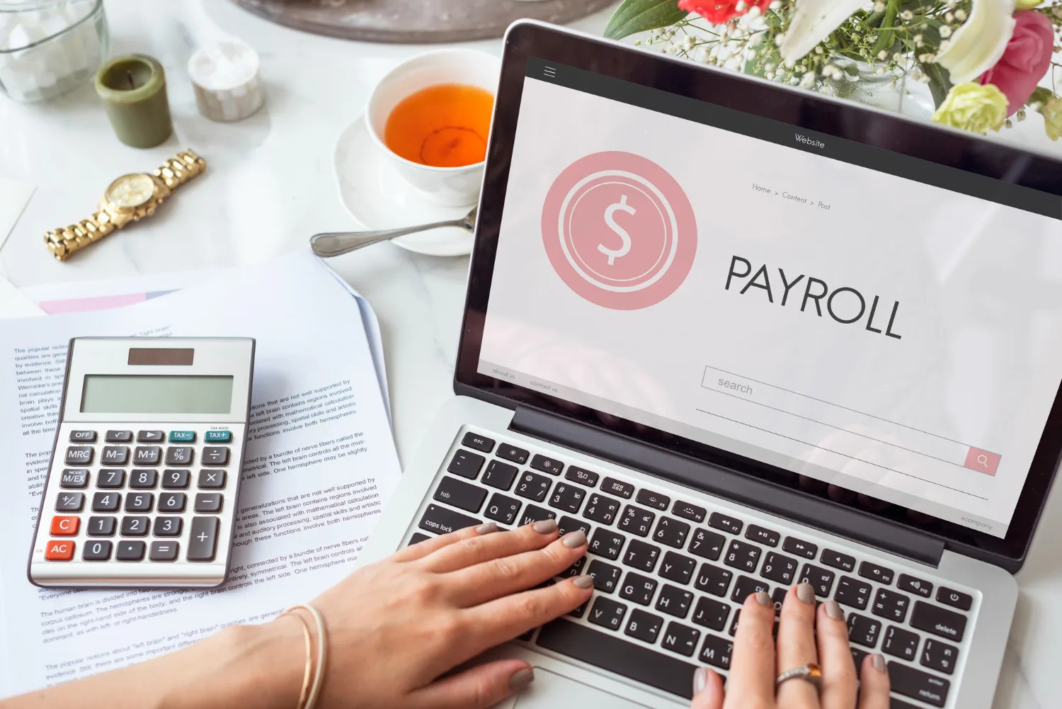 Businesswoman managing off-cycle payroll processing and adjustments using payroll software